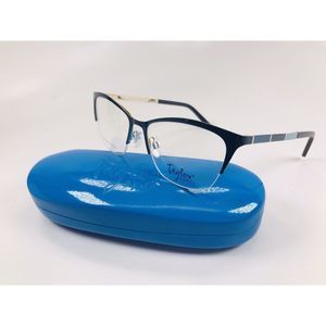 NEW Taylor Eyes EMMIE Blue Semi Rimless Eyeglasses 51mm with Case